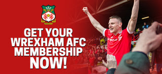 Image of wrexham afc player celebrating along with headline text that reads "get your wrexham afc membership now"